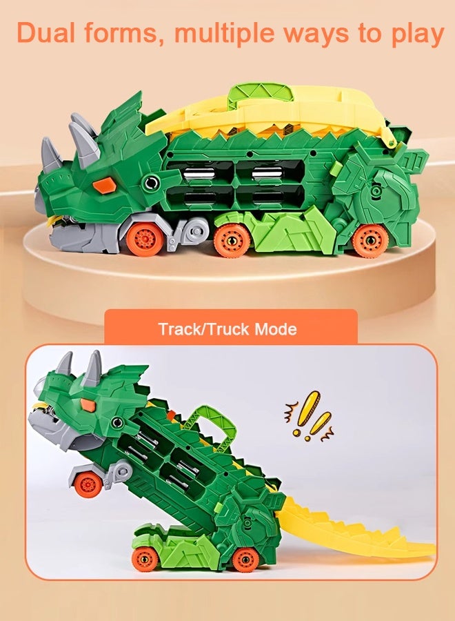 أيكين سيارة لعبة ديناصور تبتلع 4 سيارات لعبة، مسار انزلاقي للإخراج، سيارة تخزين من سبيكة معدنية، سيارة لعبة تعليمية للأطفال، لعبة ديناصور تعليمية، سيارة مسار ديناصور متحولة، سيارة ديناصور ثنائية الشكل تبتلع، ألعاب حفلات أطفال خضراء - Image 5